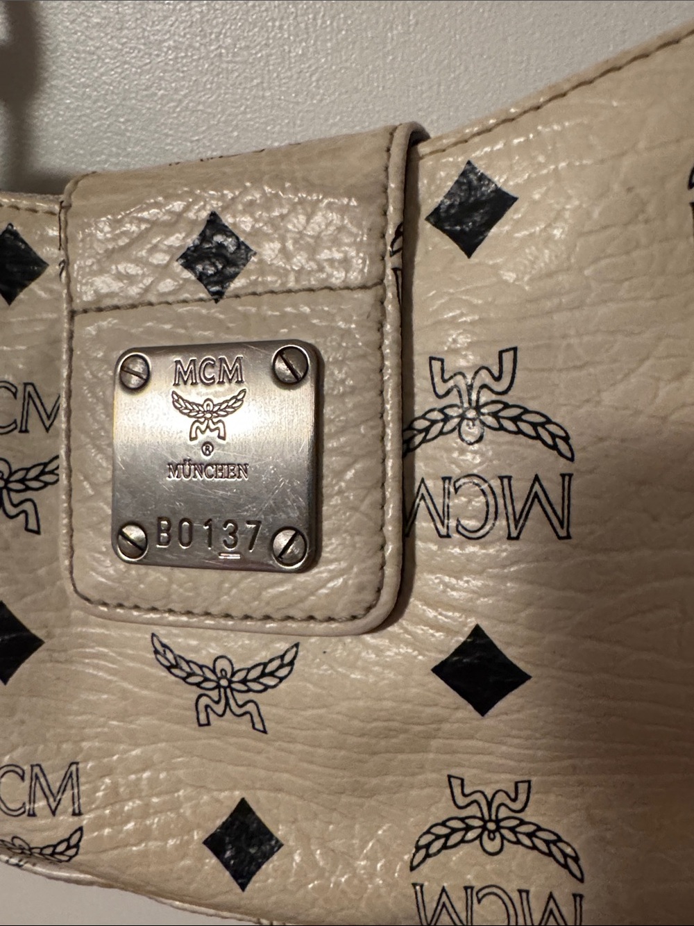 MCM White Logo Shoulder Bag with Teal, Yellow & Black Accents - Picture 7 of 12